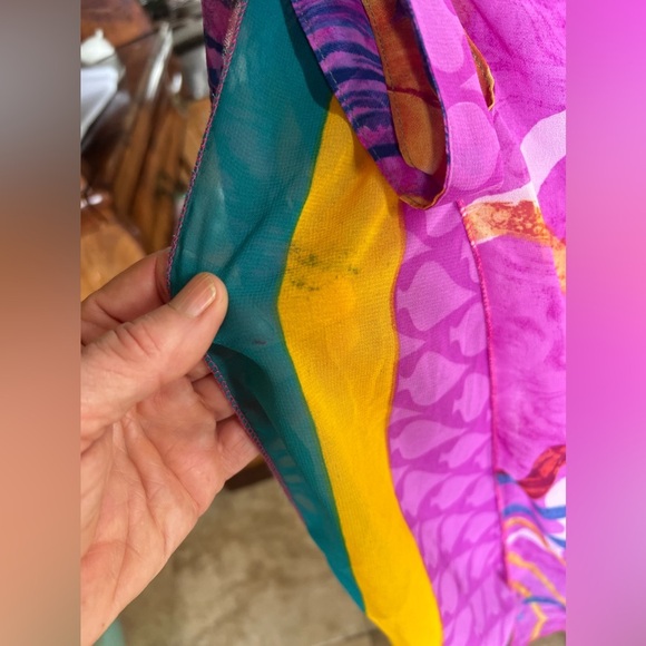 Iris Impressions wrap around silky skirt lined size medium beautiful colors - Picture 4 of 6